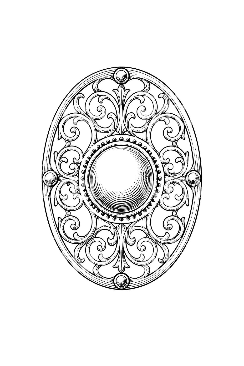 Diseño de tatuaje de placa ovalada abovedada