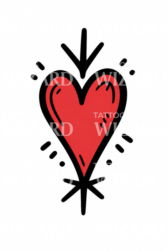 Doodle Heart with Arrow Tattoo Design