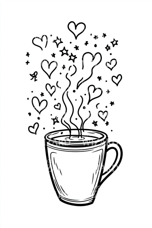 Doodle Hearts Mug Tattoo Design