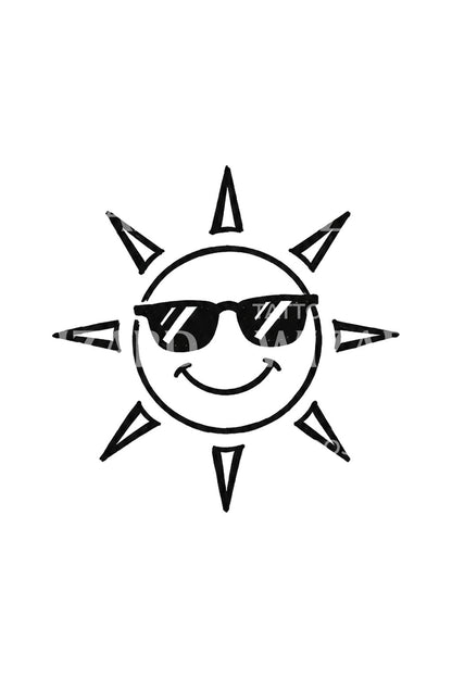 Doodle-sol med solglasögon som tatueringsidé
