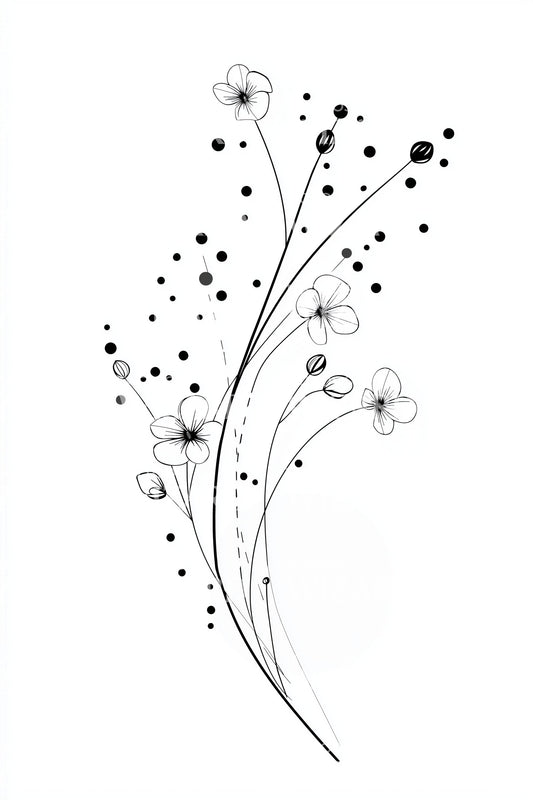 Design Tatuaggio Ruscello di Fiori a Punti