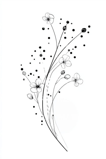 Desenho de Tatuagem Córrego de Flores em Ponto