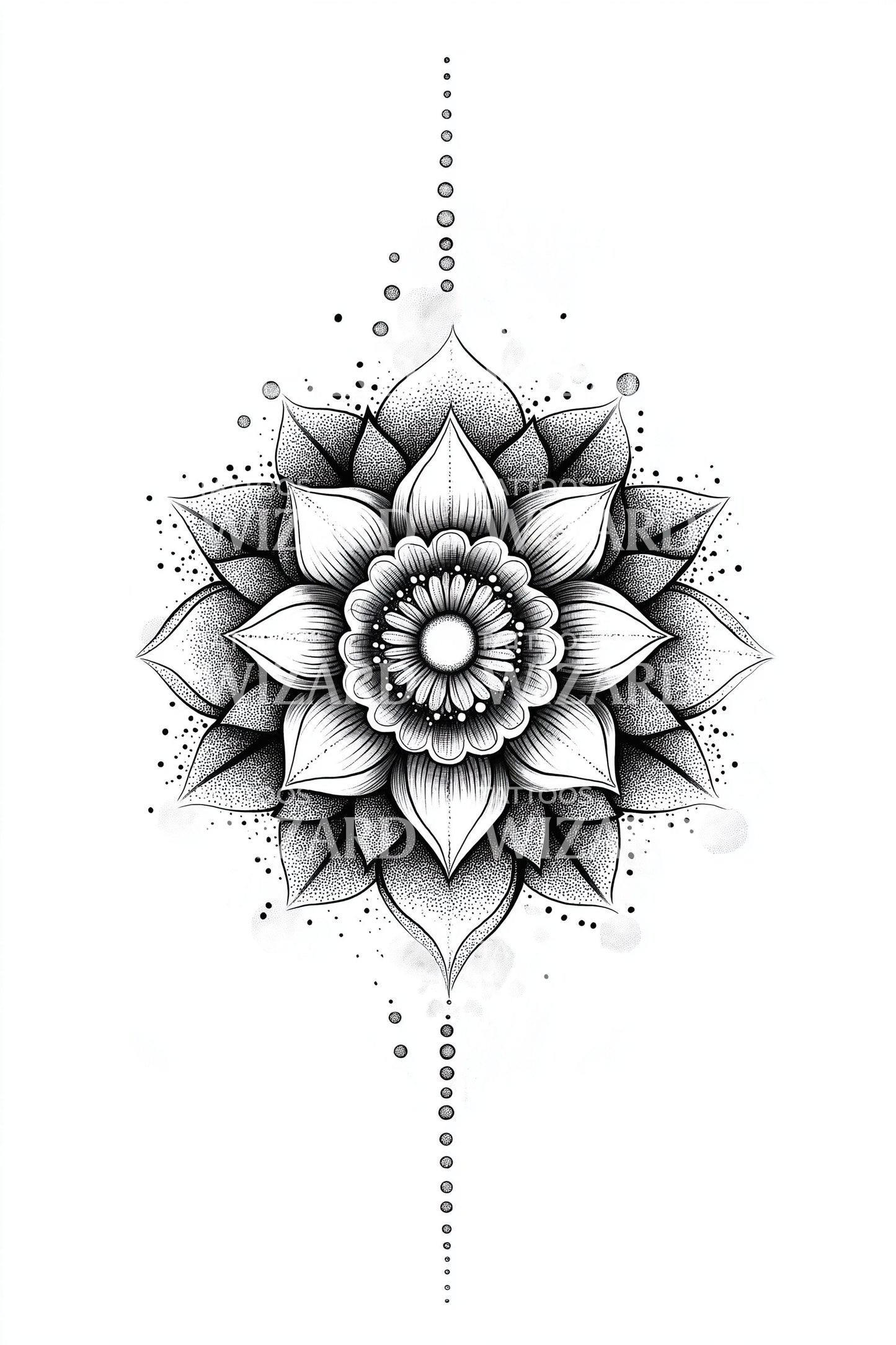 Punkt Mandala Blüte Tattoo Design