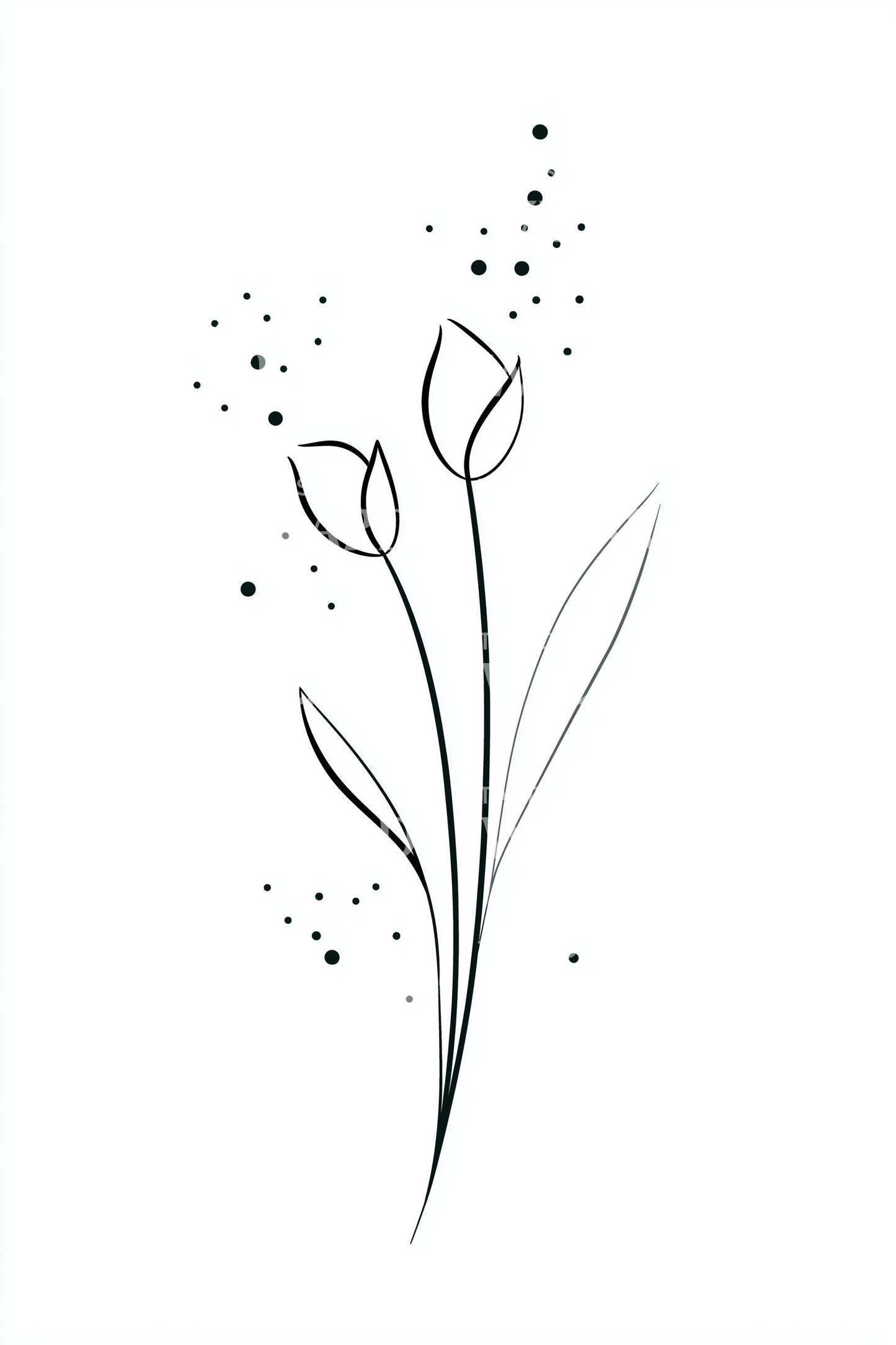 Dot Sprig Minimal Tattoo Idea