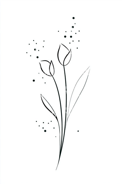 Ideia de Tatuagem Minimalista Dot Sprig