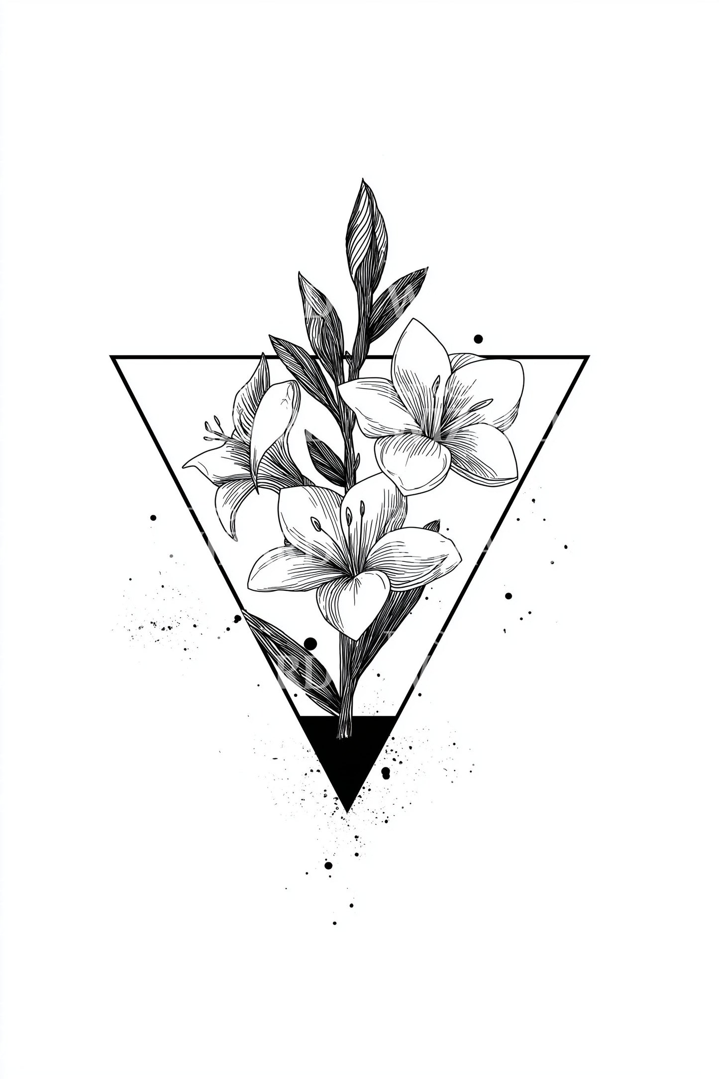 Dotpoint Jasmine Triangle Tattoo Design