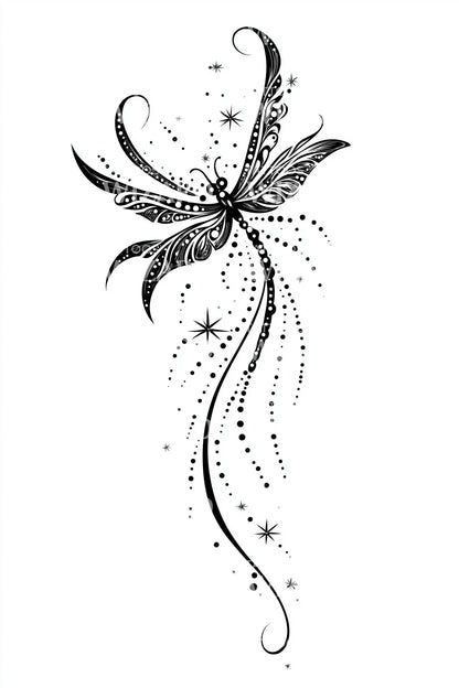 Dotted Fairy Silhouette Tattoo Design
