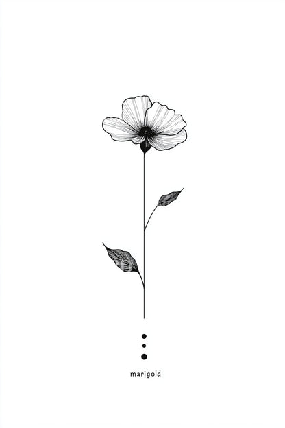 点状茎花朵纹身创意