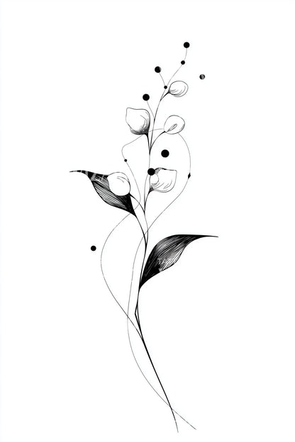 点状藤蔓茉莉纹身插图