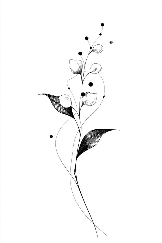 Dotted Vine Jasmine Tattoo Illustration