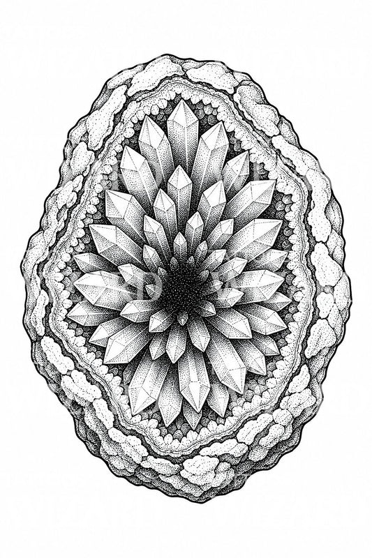 Dotwork Ametist Jeot Tattoo Tasarımı