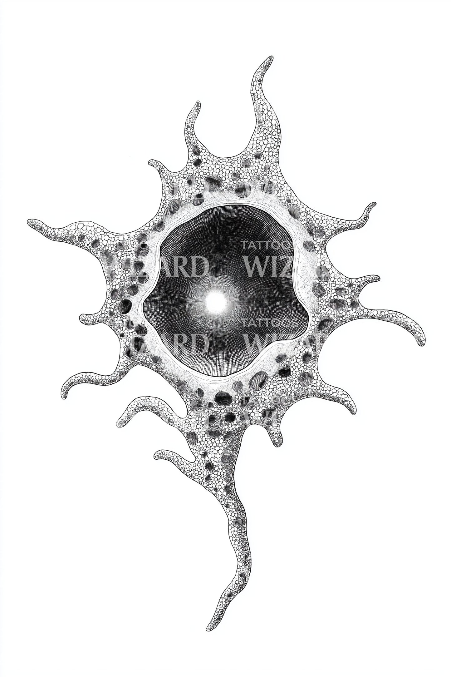 Dotwork Amoeba Nucleus Tattoo Illustration
