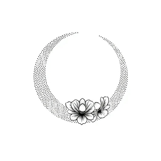 Dotwork Crescent Flower Tattoo Design