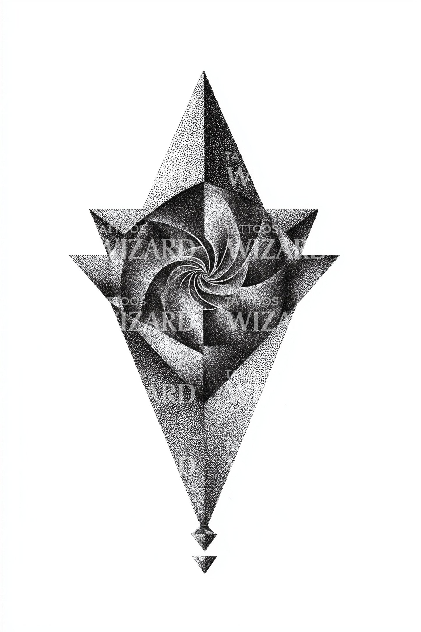 Dotwork Diamond Bloom Tattoo Design
