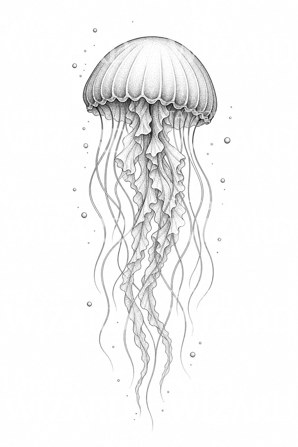 Dotwork medúza tetoválásminta