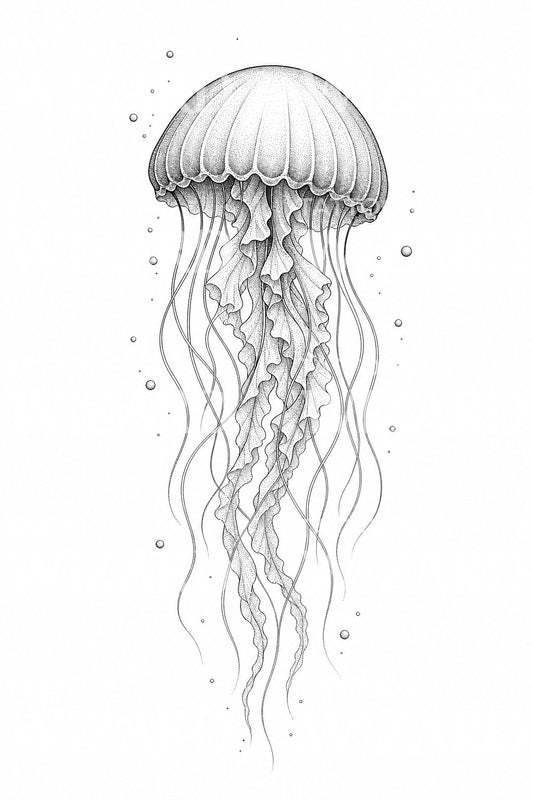 Dotwork medúza tetoválásminta