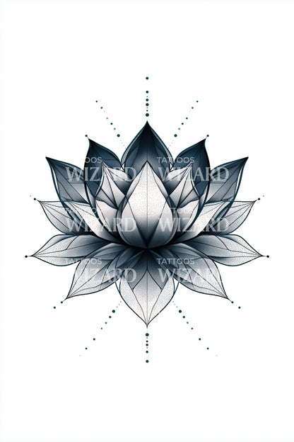 Dotwork Lotus Bloom Tattoo Illustration