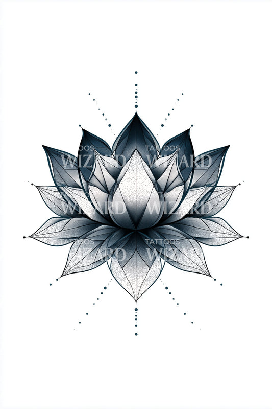 Dotwork Lotus Bloom Tattoo Illustration