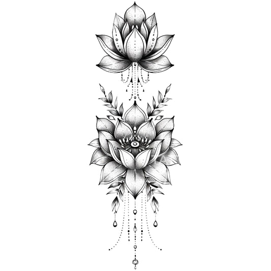 Dotwork Lotus Ornamental Tattoo Design