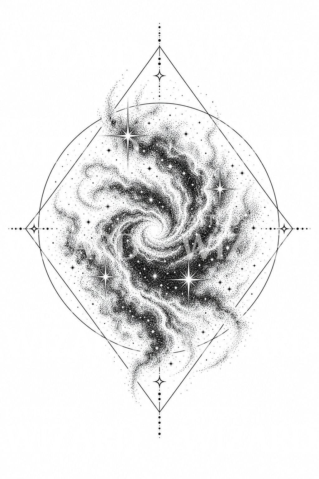 Dotwork Nebula Galaxy Tattoo Design