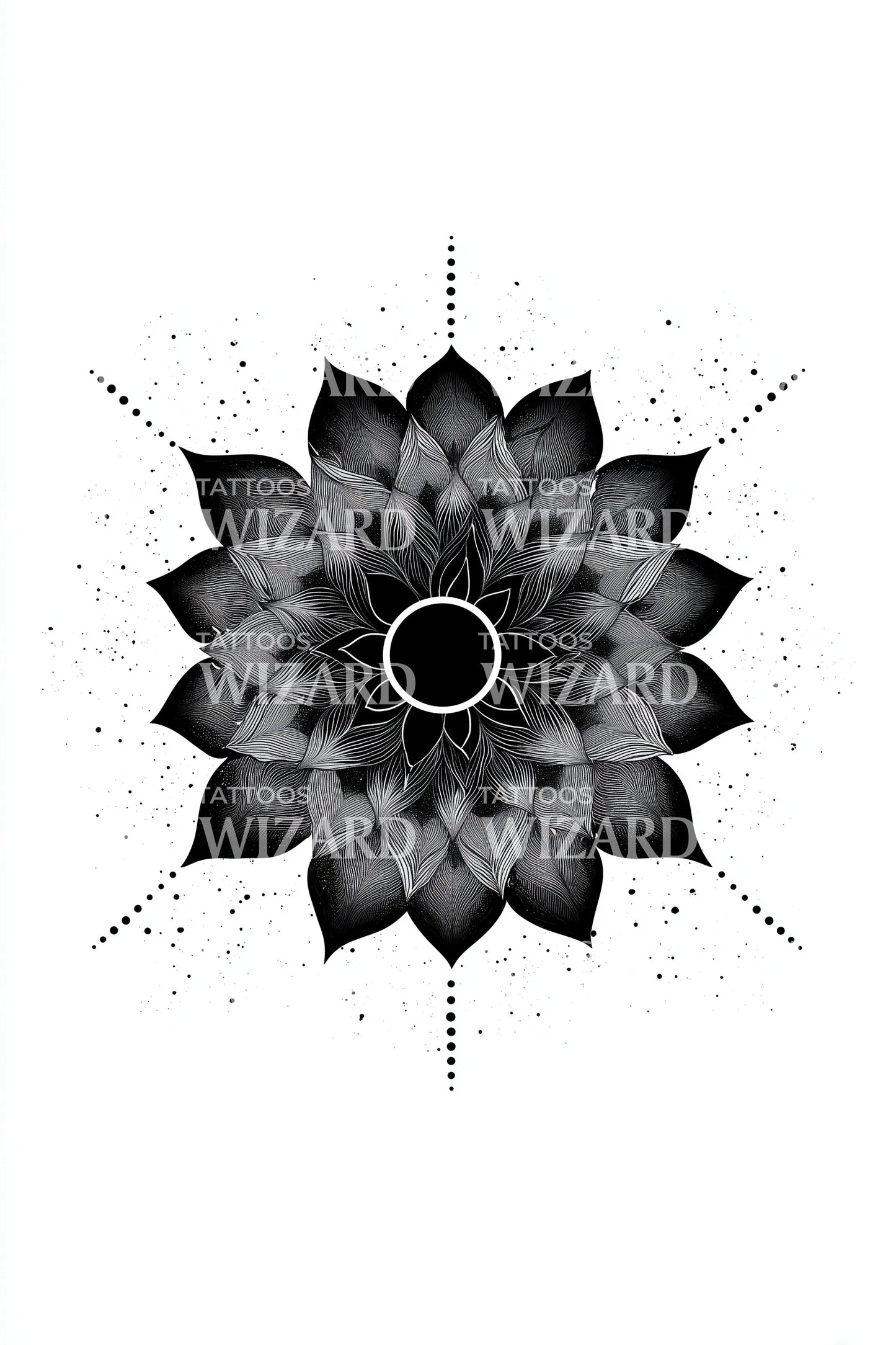 Dotwork Petal Mandala Tattoo Design