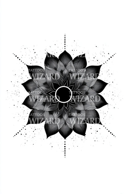 Dotwork Petal Mandala Tattoo Design