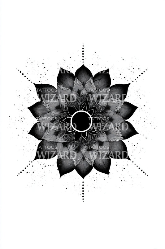 Dotwork Petal Mandala Tattoo Design