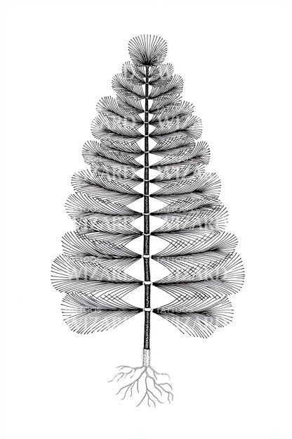 Dotwork Pine Tree Tattoo Design