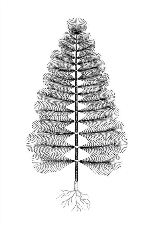 Dotwork Pine Tree Tattoo Design