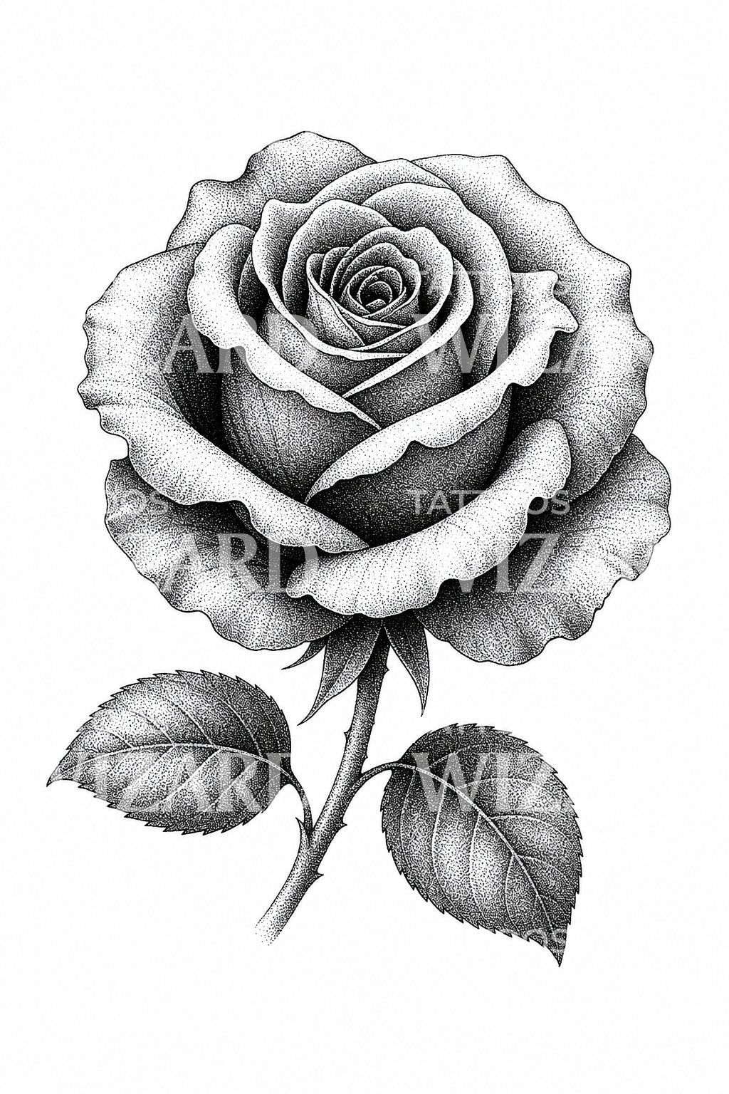 Tattoo-design med dotwork-rose