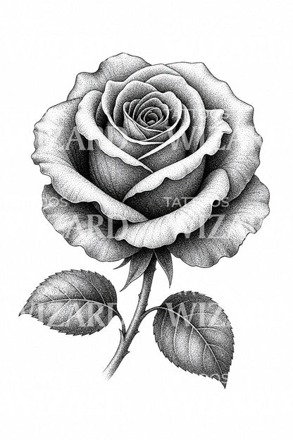 Tattoo-design med dotwork-rose