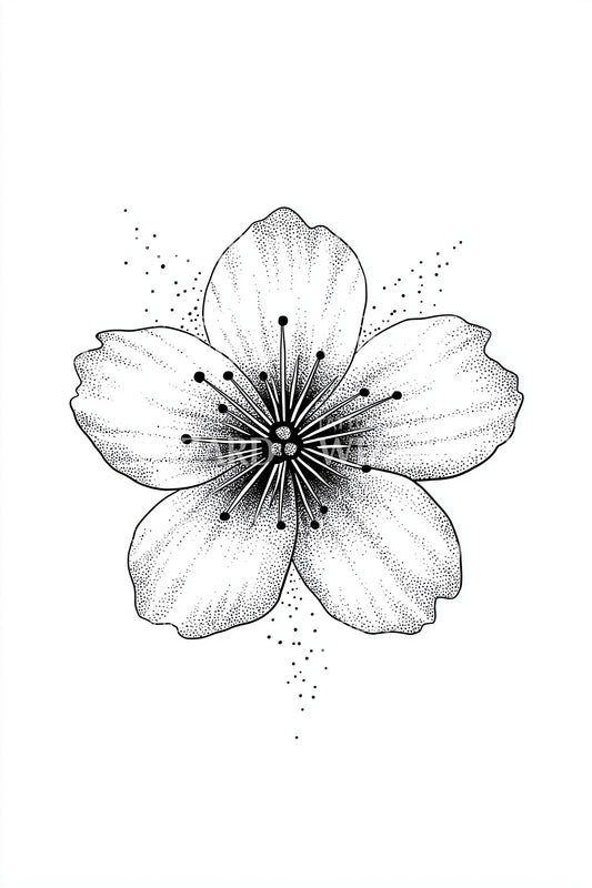 Design de tatouage pétale de sakura en dotwork