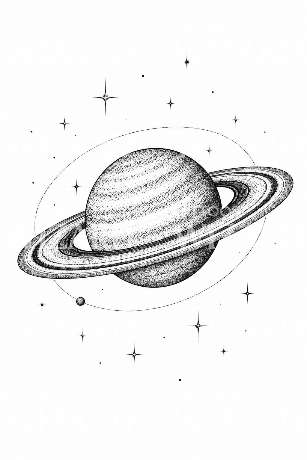 Dotwork Saturn Planet Tattoo Design