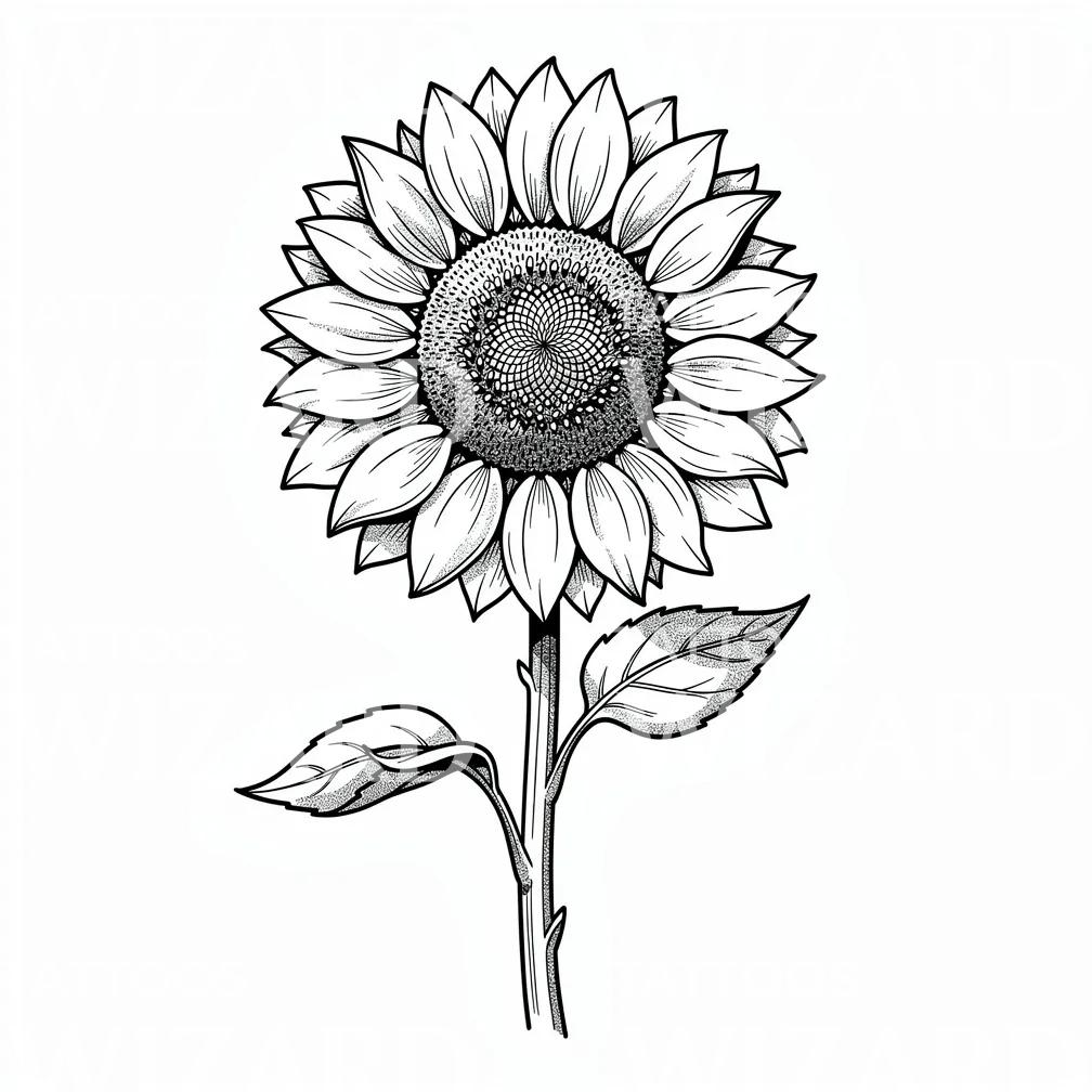 Dotwork Solsikke Tattoo Design