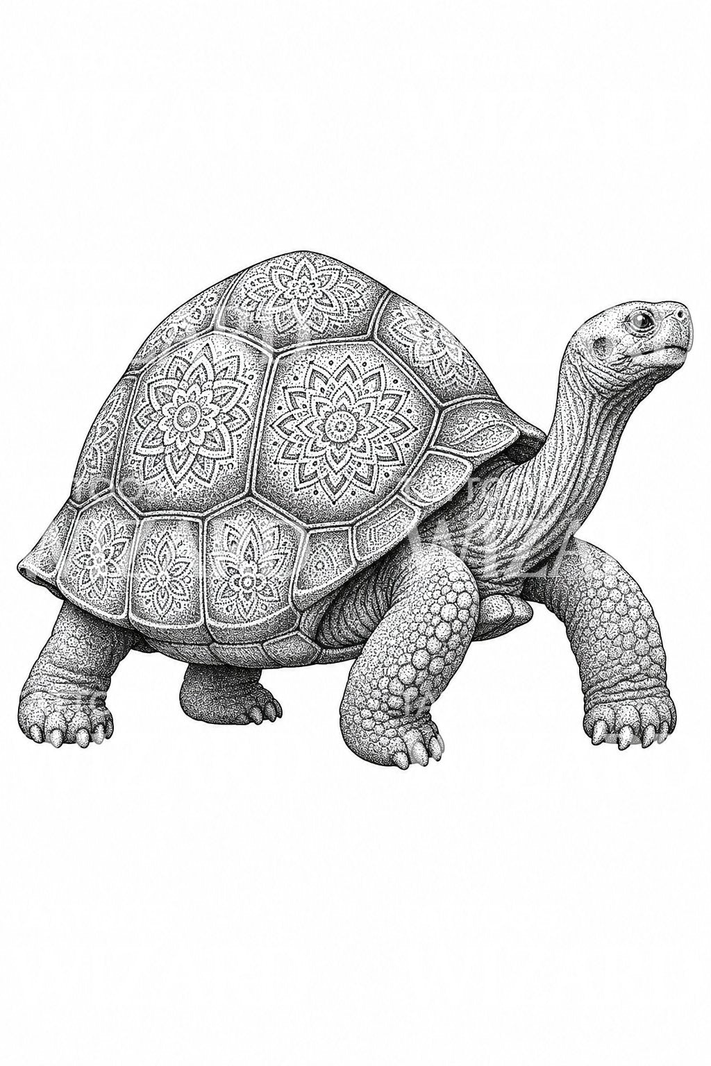 Dotwork Tortoise Tattoo Design