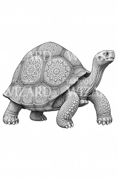 Dotwork Tortoise Tattoo Design