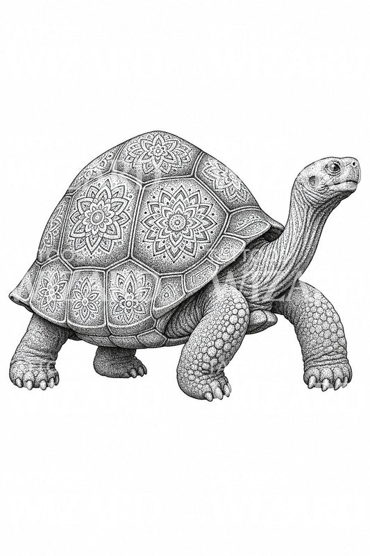 Diseño de tatuaje de tortuga dotwork