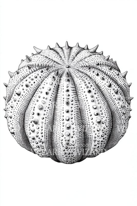 Dotwork Urchin Shell Tattoo Illustration