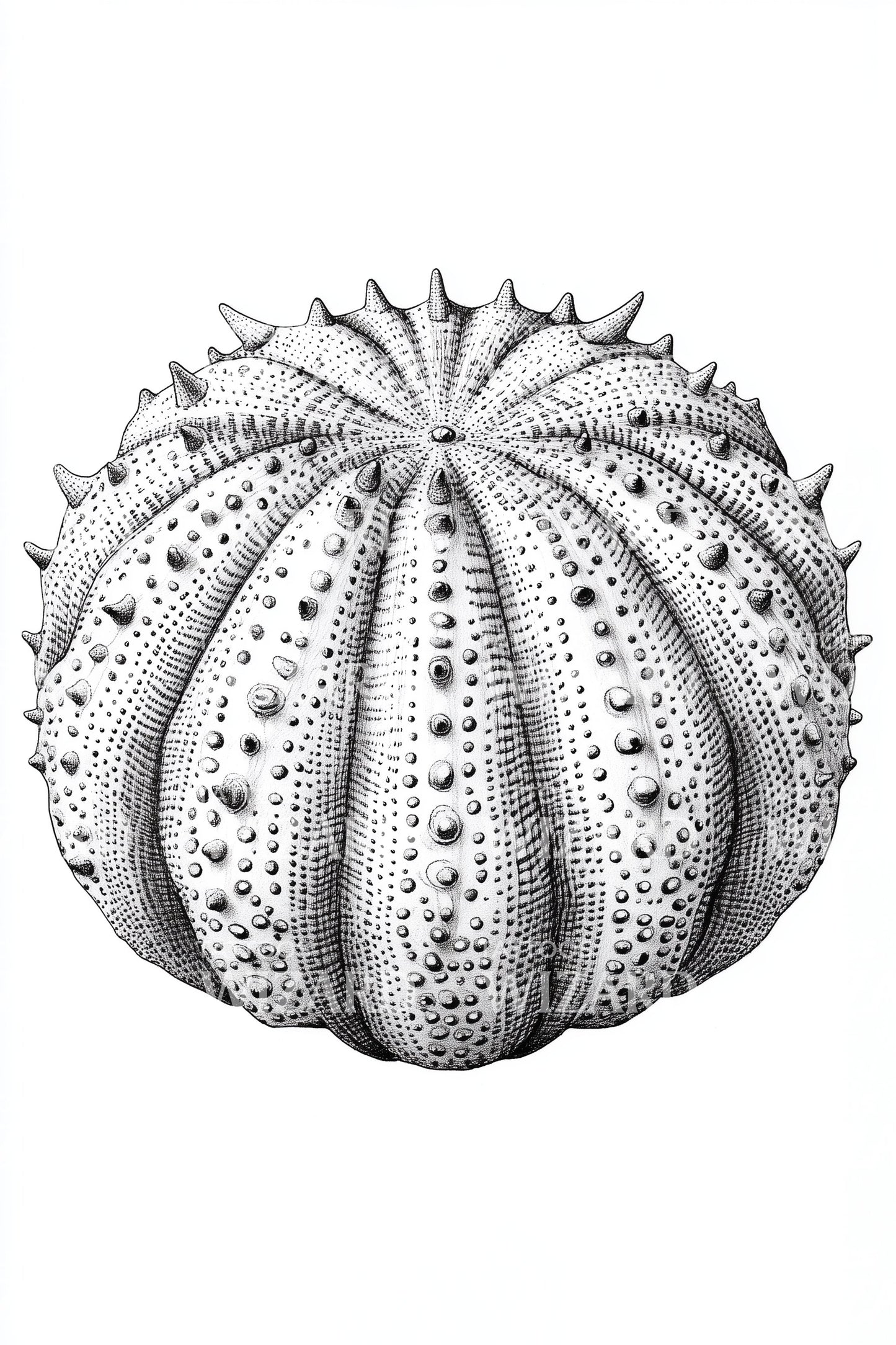 Dotwork Urchin Shell Tattoo Illustration