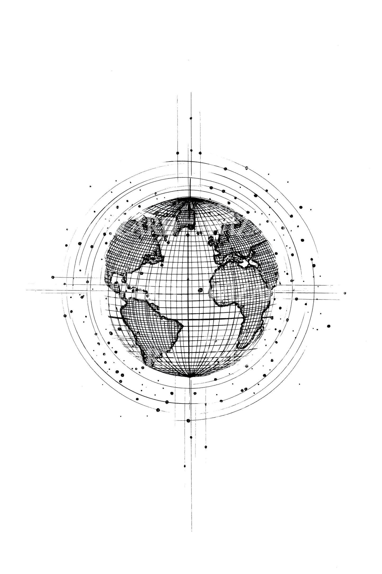 Dotwork World Map Tattoo Design