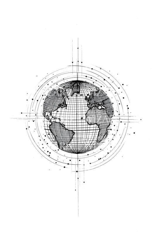 Dotwork World Map Tattoo Design