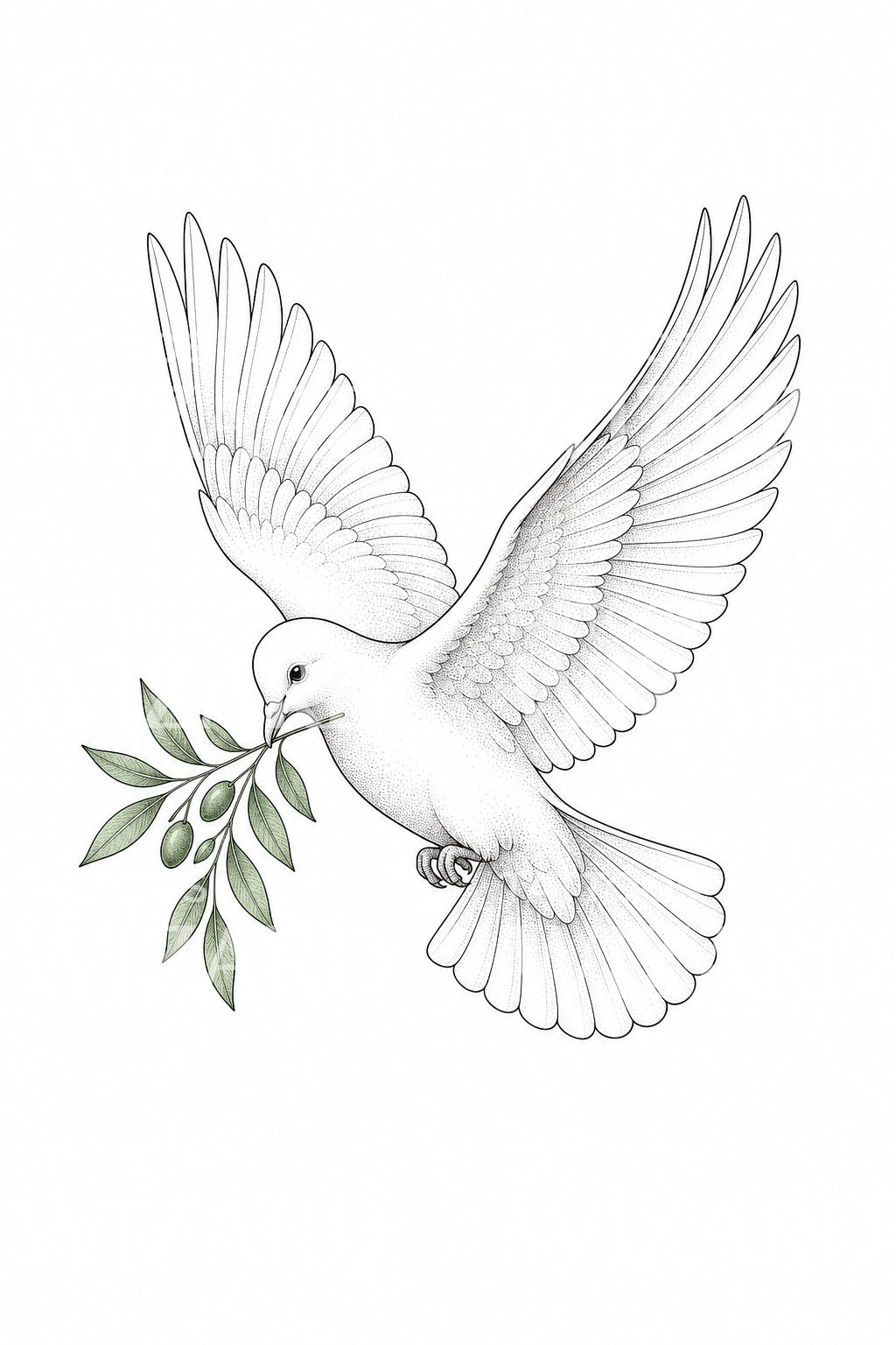 Dove with Olive Branch Tattoo Design