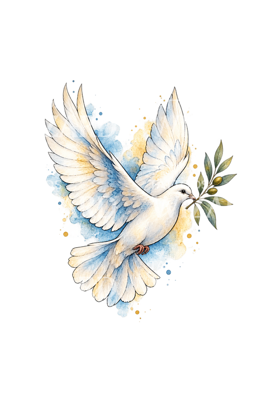Dove with Olive Branch Watercolor Tattoo Design
