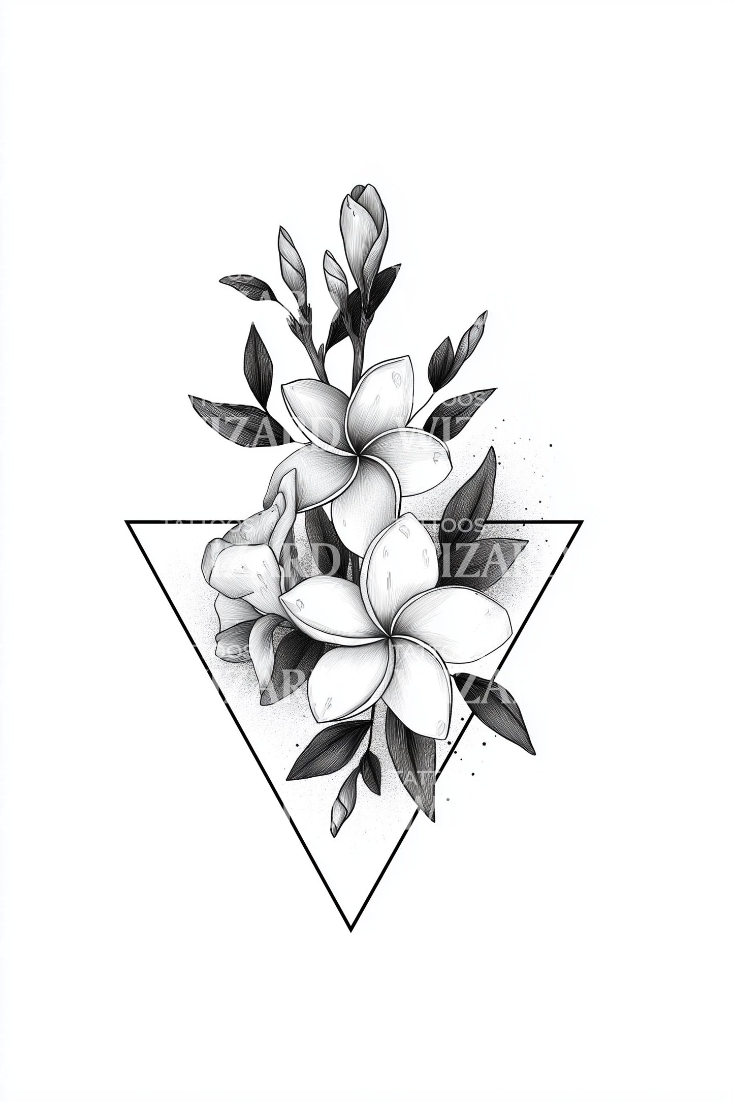 Desain Tato Melati Segitiga Terbalik
