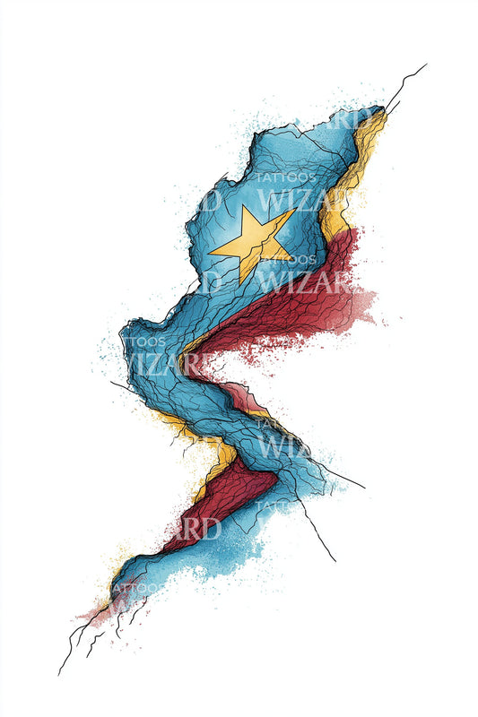 DR Congo Lightning Streak Tattoo Design