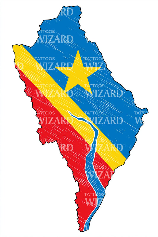 DR Kongo Provinzkarte Tattoo Design