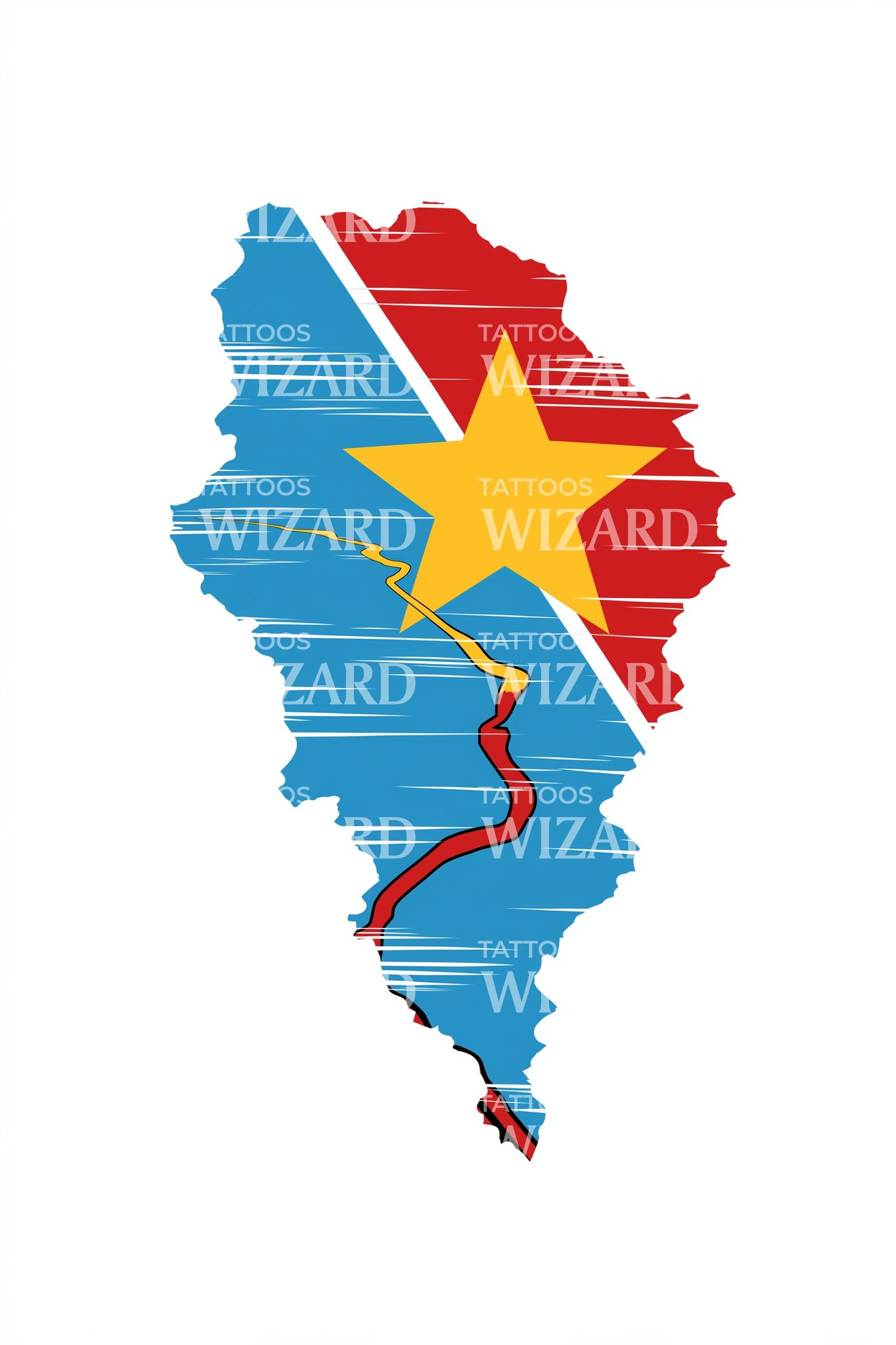 DR Congo Gebied Kaart Tattoo Ontwerp