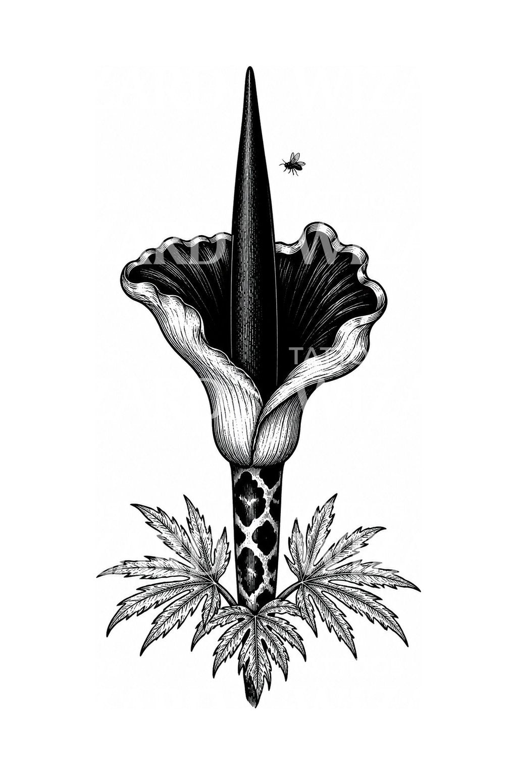 Ilustração de tatuagem de arum-dragão