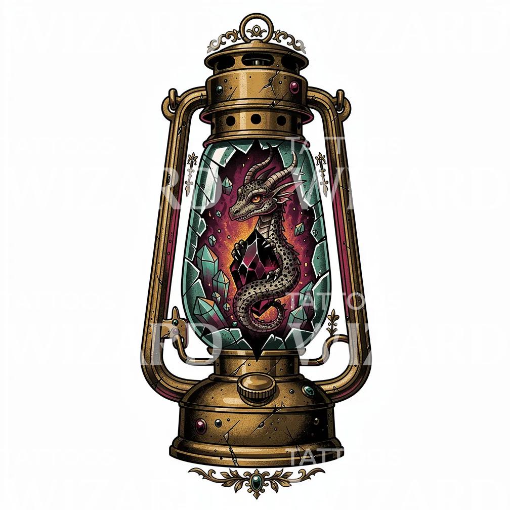 Dragon Lantern Tattoo Design