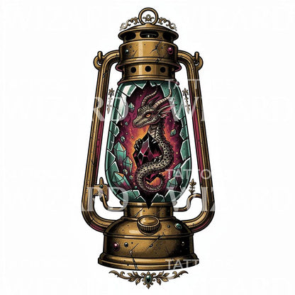 Dragon Lantern Tattoo Design